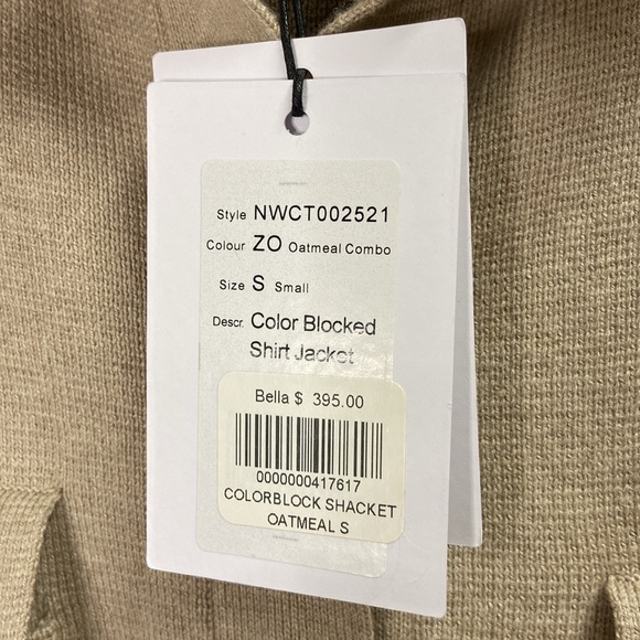 NAADAM Colorblock Long Shirt Jacket Oatmeal Beige Size Small NWT - Picture 7 of 7